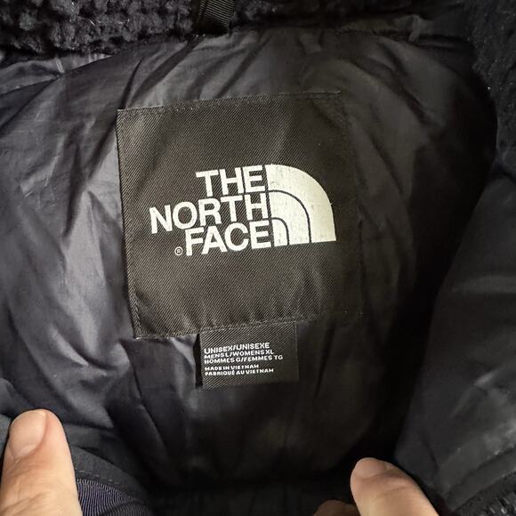Men's The North Face Navy Blue Nuptse Sherpa High Pile Down Puffer Jacket Sz L - Picture 3 of 6